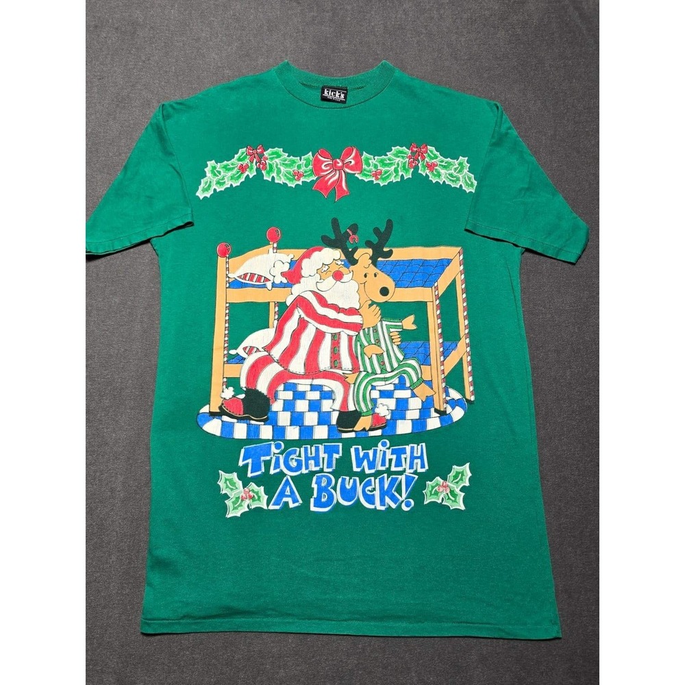 Christmas Funny Shirt Santa Reindeer Pajamas Holiday One Size Made in USA